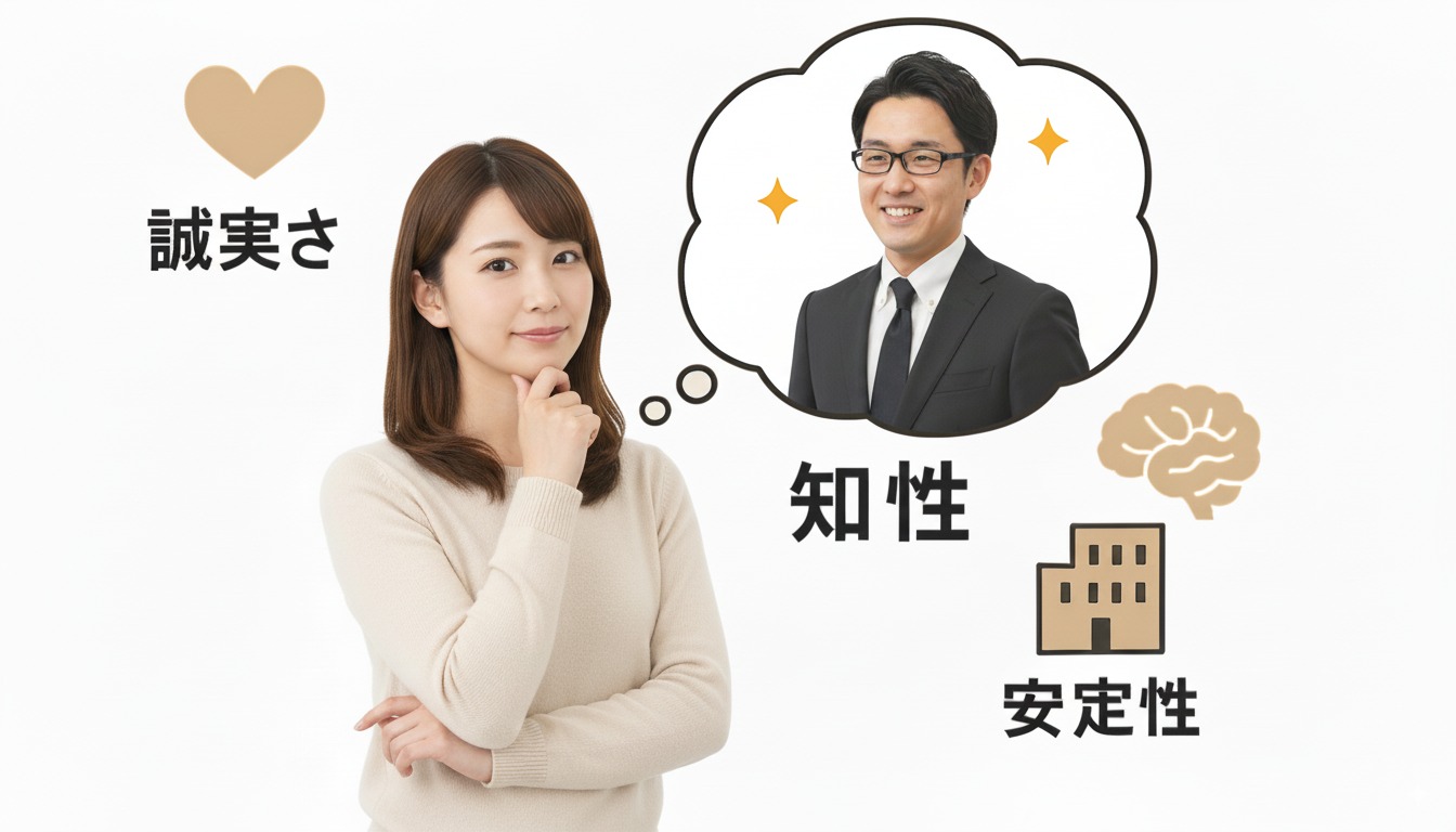 誠実さ・知性・安定性を求める女性のイメージ